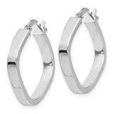 14K White Gold 3x27mm Flat Edge Square Tube Hoop Earrings TH778