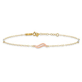 14K Tri-color Open Wavy Links 3-Station 9 inch Plus 1 inch Extender - Total 10 inch Anklet ANK268