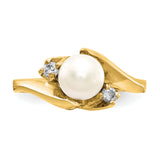 14k 6mm White Freshwater Cultured Pearl and 1/15 carat A Diamond Ring Y1932PL/A