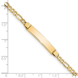 14k Polished Semi-Solid Chain/Solid Plate Figaro Link 25.5x5mm Plate 7 inch ID Bracelet DCID107
