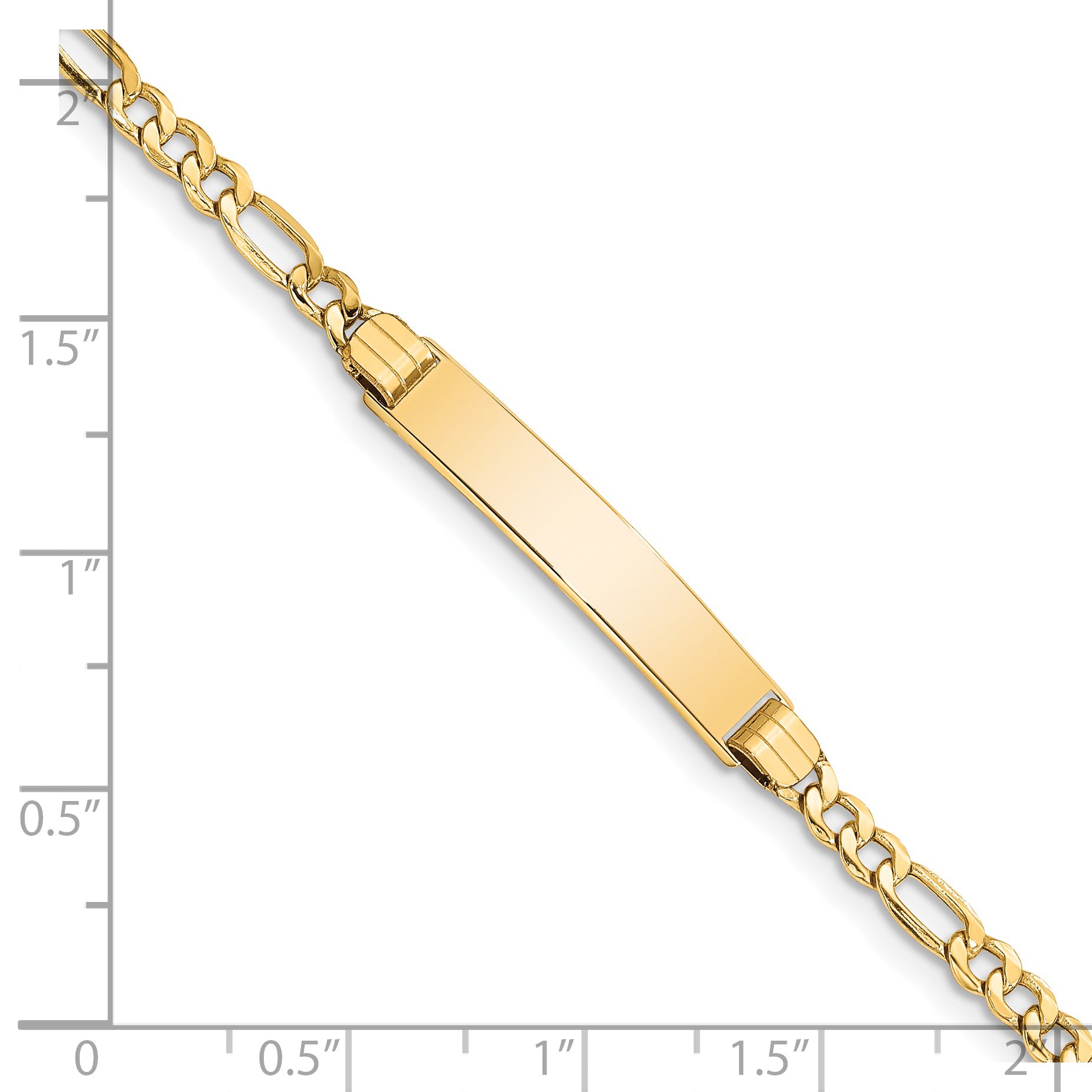 14k Polished Semi-Solid Chain/Solid Plate Figaro Link 25.5x5mm Plate 7 inch ID Bracelet DCID107