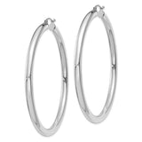 14K White Gold 4x60mm Polished Lightweight Tube Hoop Earrings T865L