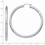 14K White Gold 4x60mm Polished Lightweight Tube Hoop Earrings T865L