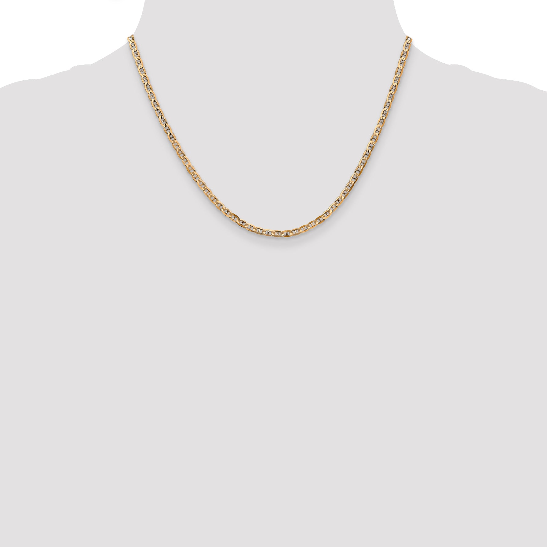 14K 10 inch 3mm Concave Anchor with Lobster Clasp Chain CCA080