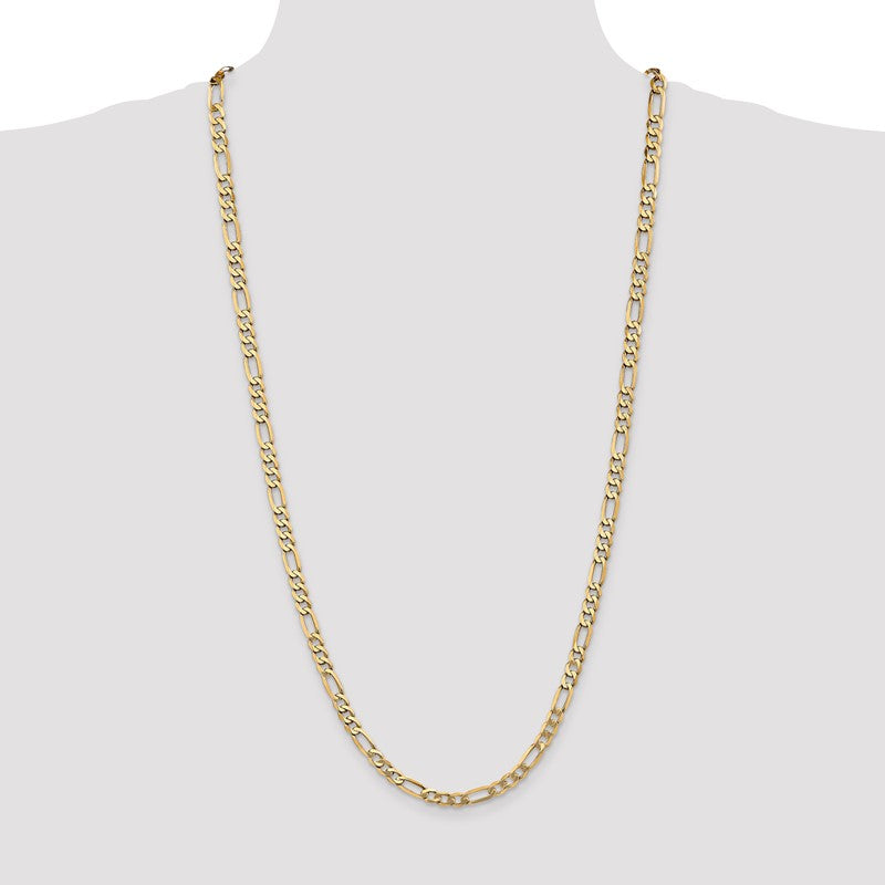 14K 26 inch 5.25mm Flat Figaro with Lobster Clasp Chain FFL140