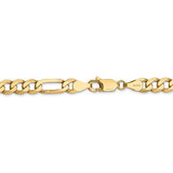 14K 26 inch 5.25mm Flat Figaro with Lobster Clasp Chain FFL140