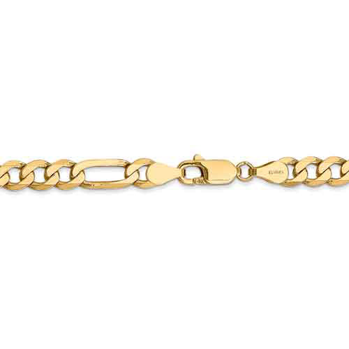 14K 26 inch 5.25mm Flat Figaro with Lobster Clasp Chain FFL140