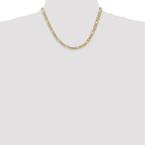 14K 26 inch 5.25mm Flat Figaro with Lobster Clasp Chain FFL140
