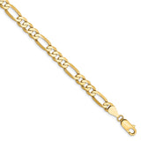 14K 26 inch 5.25mm Flat Figaro with Lobster Clasp Chain FFL140
