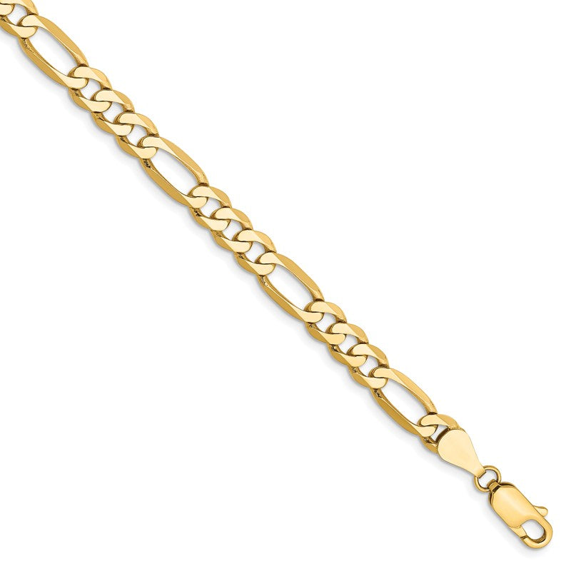 14K 26 inch 5.25mm Flat Figaro with Lobster Clasp Chain FFL140