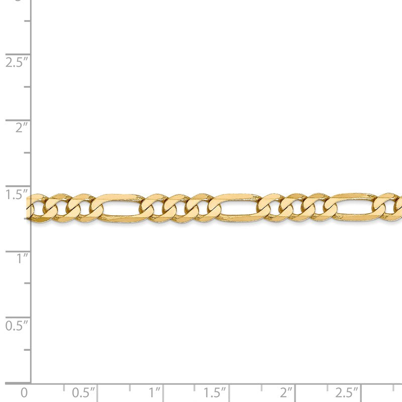 14K 26 inch 5.25mm Flat Figaro with Lobster Clasp Chain FFL140