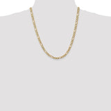 14K 26 inch 5.25mm Flat Figaro with Lobster Clasp Chain FFL140