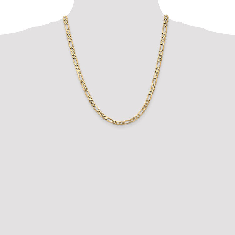 14K 26 inch 5.25mm Flat Figaro with Lobster Clasp Chain FFL140