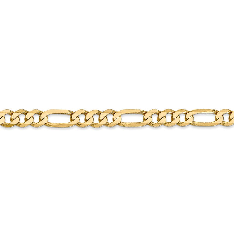 14K 26 inch 5.25mm Flat Figaro with Lobster Clasp Chain FFL140