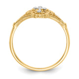14K Two-tone Diamond Cut Cross Ring K3939