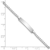 14k White Gold Polished Solid Chain/Solid Plate Flat Curb Link 20x4.2mm Plate 5.5 inch Baby/Child ID Bracelet BID103W