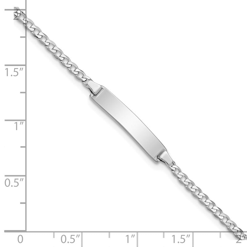 14k White Gold Polished Solid Chain/Solid Plate Flat Curb Link 20x4.2mm Plate 5.5 inch Baby/Child ID Bracelet BID103W