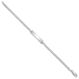 14k White Gold Polished Solid Chain/Solid Plate Flat Curb Link 20x4.2mm Plate 5.5 inch Baby/Child ID Bracelet BID103W