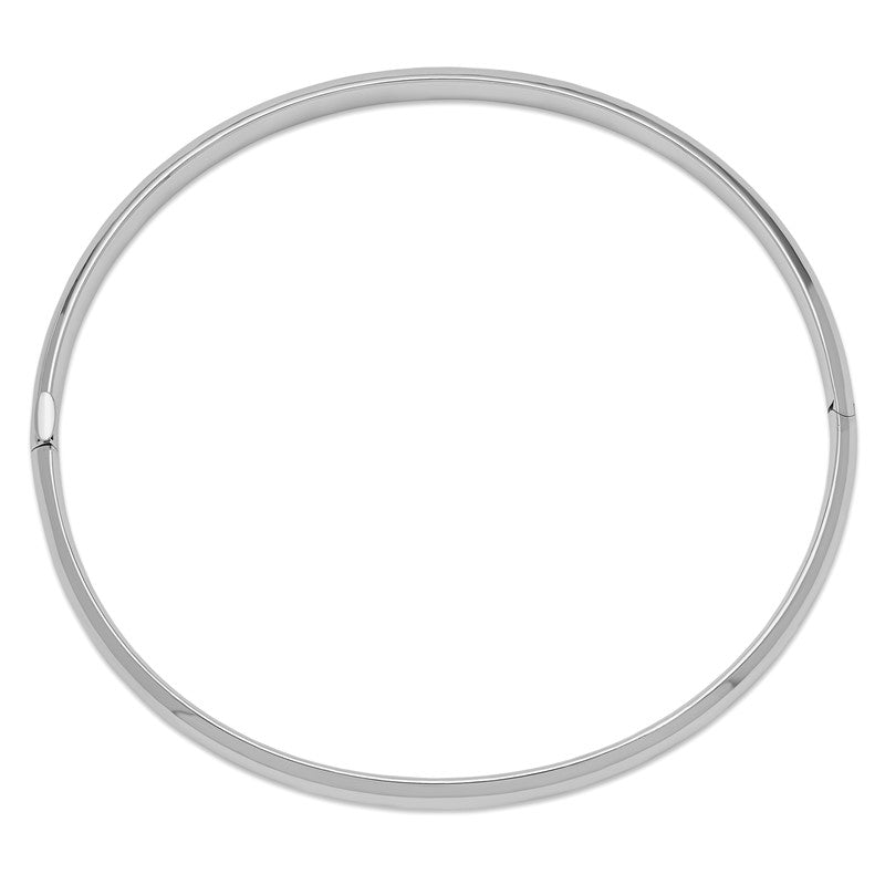 14k White Gold High Polished 5.00mm Hinged Oval Bangle Bracelet DB504