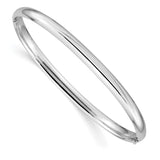 14k White Gold High Polished 5.00mm Hinged Oval Bangle Bracelet DB504