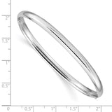 14k White Gold High Polished 5.00mm Hinged Oval Bangle Bracelet DB504
