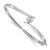 14k White Gold Complete 1/2 carat AA Diamond Hinged Oval Bangle Bracelet XB276AA