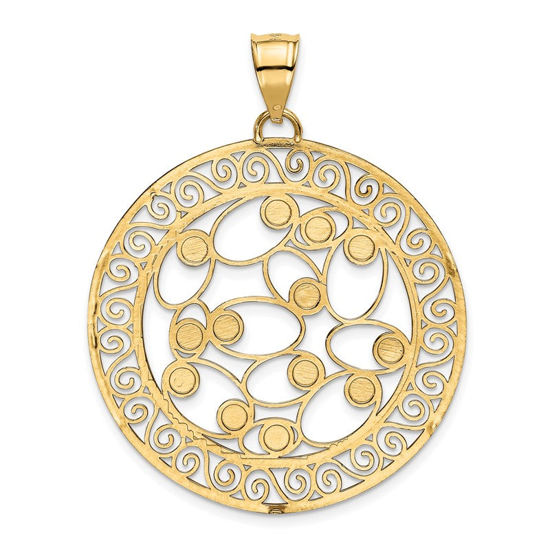 14k and White Rhodium Diamond-cut Filigree Pendant K1549