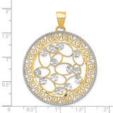 14k and White Rhodium Diamond-cut Filigree Pendant K1549