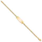 14k Polished Semi-Solid Chain/Solid Plate Anchor Link Oval 18.5x8.5mm Plate 5.5 inch Baby/Child ID Bracelet DCID145