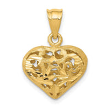 14K Polished 3-D Filigree Puffed Heart Pendant C207