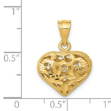14K Polished 3-D Filigree Puffed Heart Pendant C207