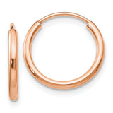14k Rose Gold 1.5x15mm Polished Endless Tube Hoop Earrings TF781