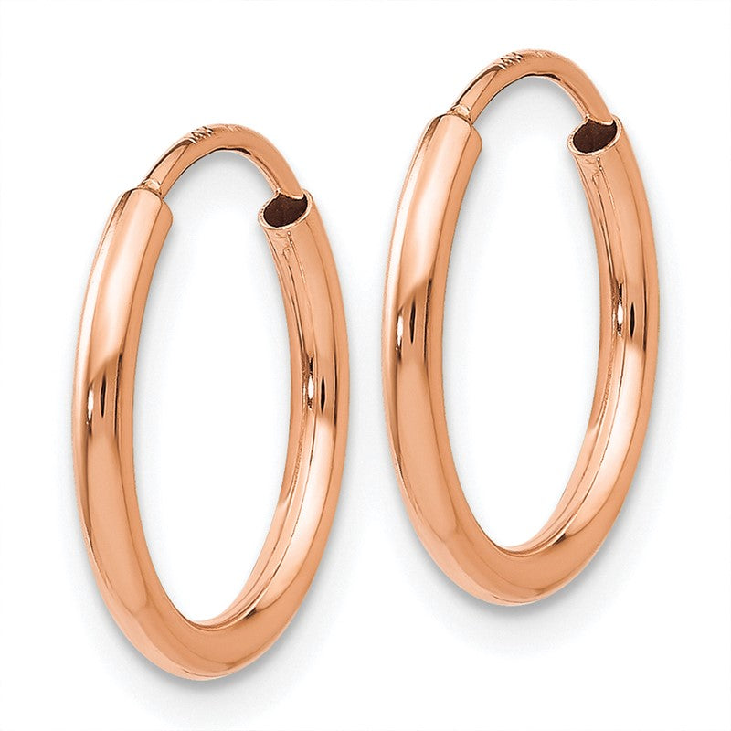 14k Rose Gold 1.5x15mm Polished Endless Tube Hoop Earrings TF781