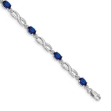 14k White Gold Complete Diamond and Oval Sapphire Infinity 7 inch Bracelet BM4772