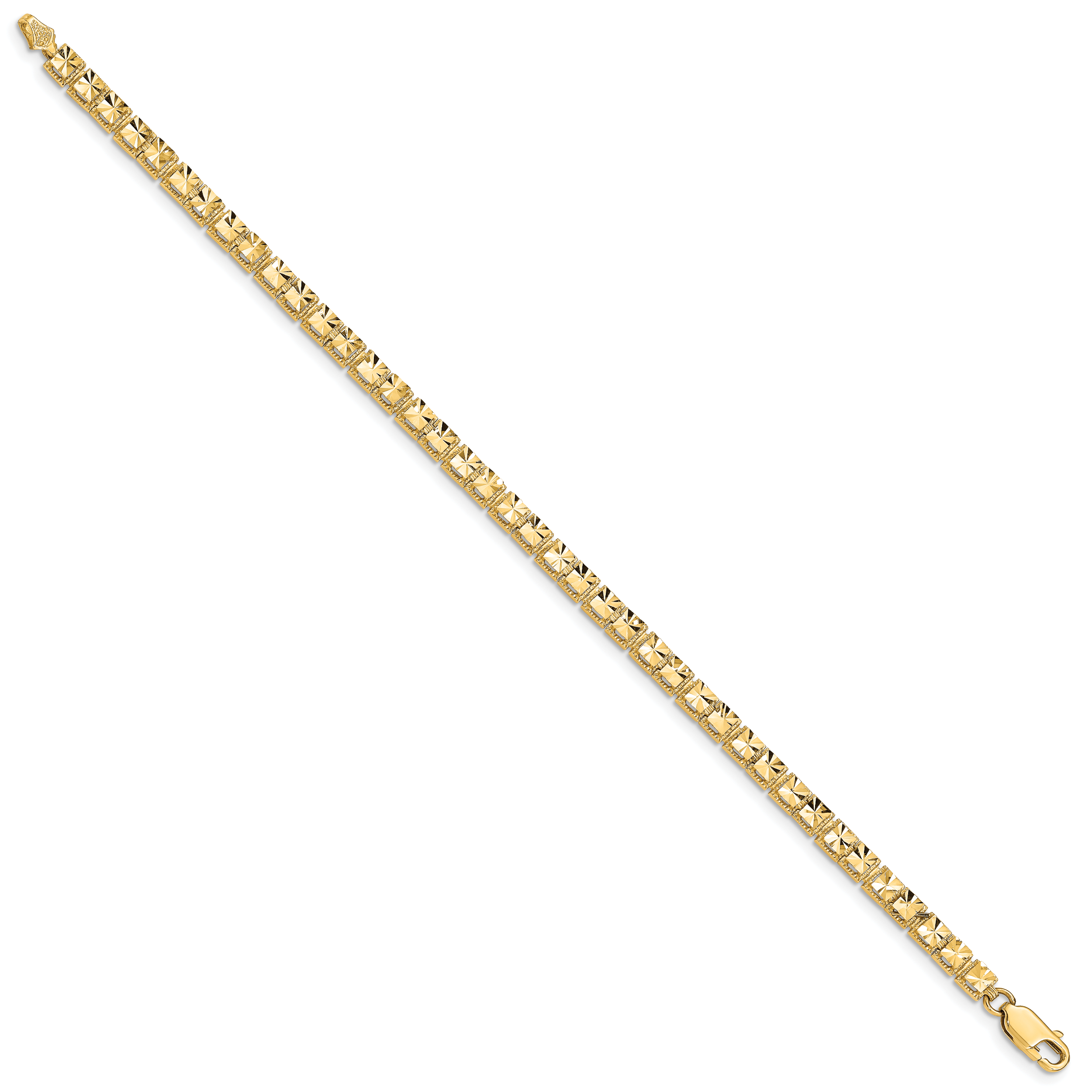 14K Polished 4mm Diamond-Cut Squares 7.25 inch Bracelet FB1538