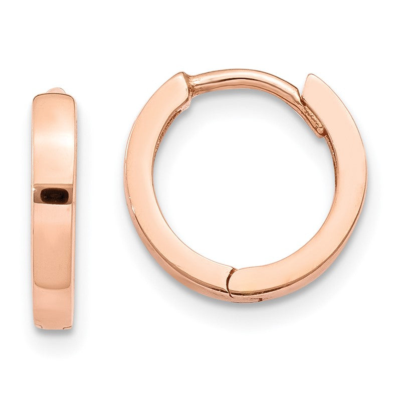 14k Rose Gold Round Hinged Hoop Earrings TF761