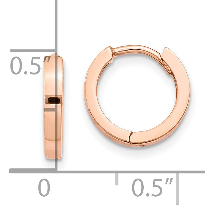 14k Rose Gold Round Hinged Hoop Earrings TF761