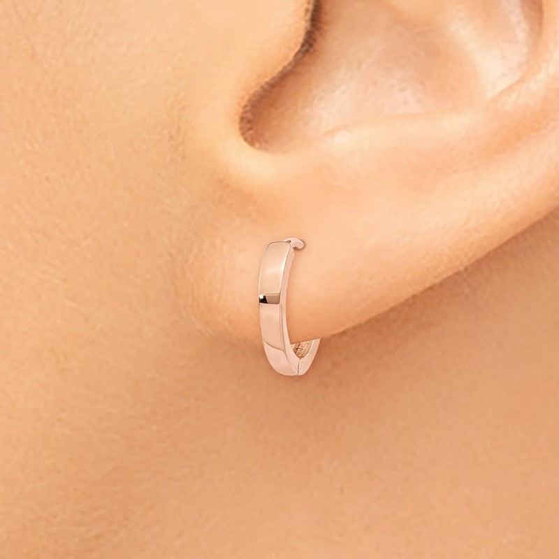 14k Rose Gold Round Hinged Hoop Earrings TF761