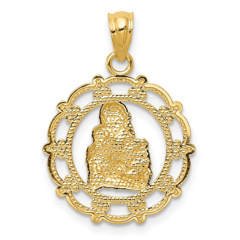 14k and White Rhodium Mother Holding Baby Pendant C4403