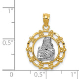 14k and White Rhodium Mother Holding Baby Pendant C4403