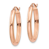 14k Rose Gold 2.75x23.5mm Polished Oval Tube Hoop Earrings TF977