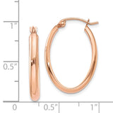 14k Rose Gold 2.75x23.5mm Polished Oval Tube Hoop Earrings TF977