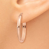 14k Rose Gold 2.75x23.5mm Polished Oval Tube Hoop Earrings TF977