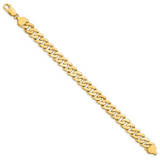 14k 8.5mm Solid Hand-Polished Fancy Curb Link 7 inch Bracelet FL442