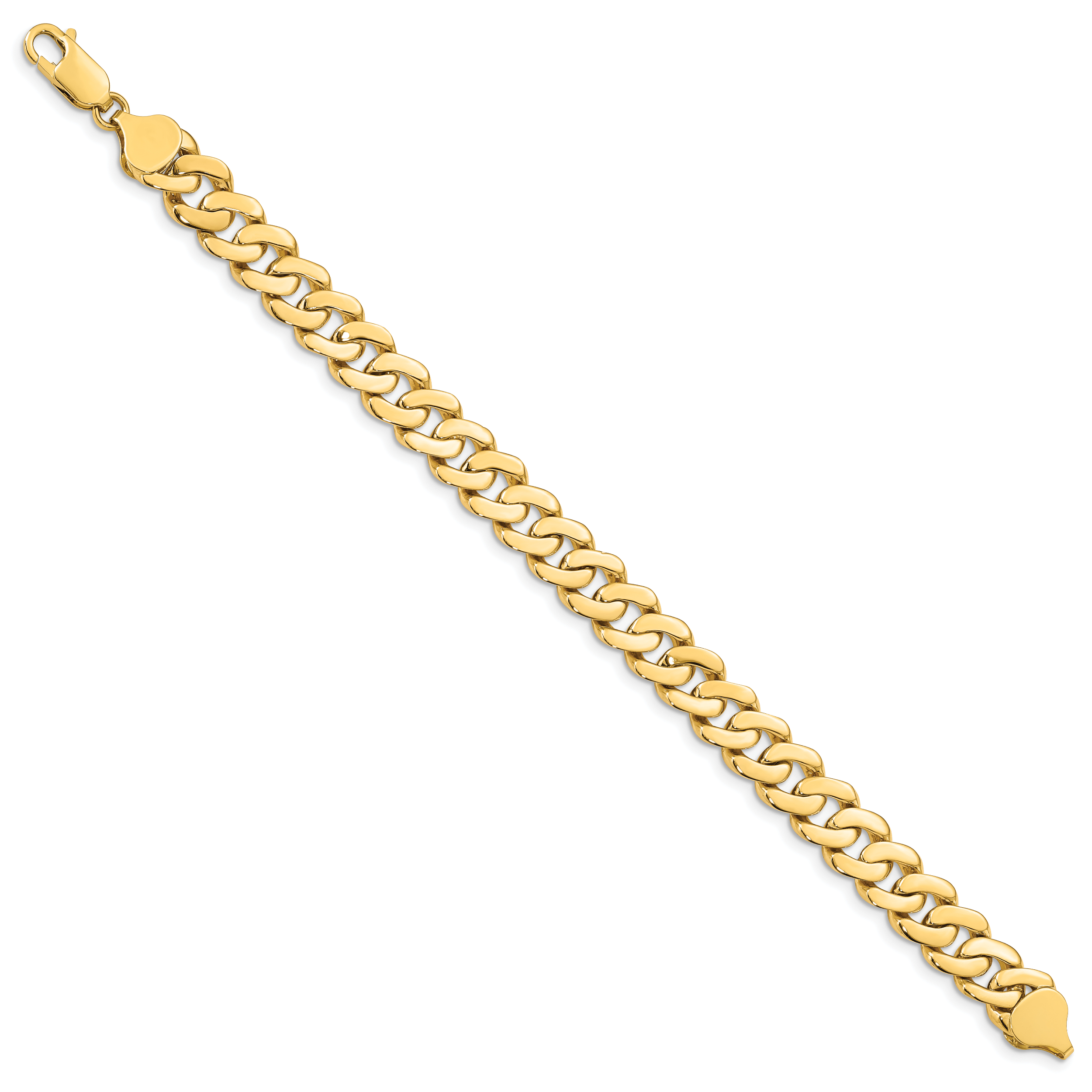 14k 8.5mm Solid Hand-Polished Fancy Curb Link 7 inch Bracelet FL442