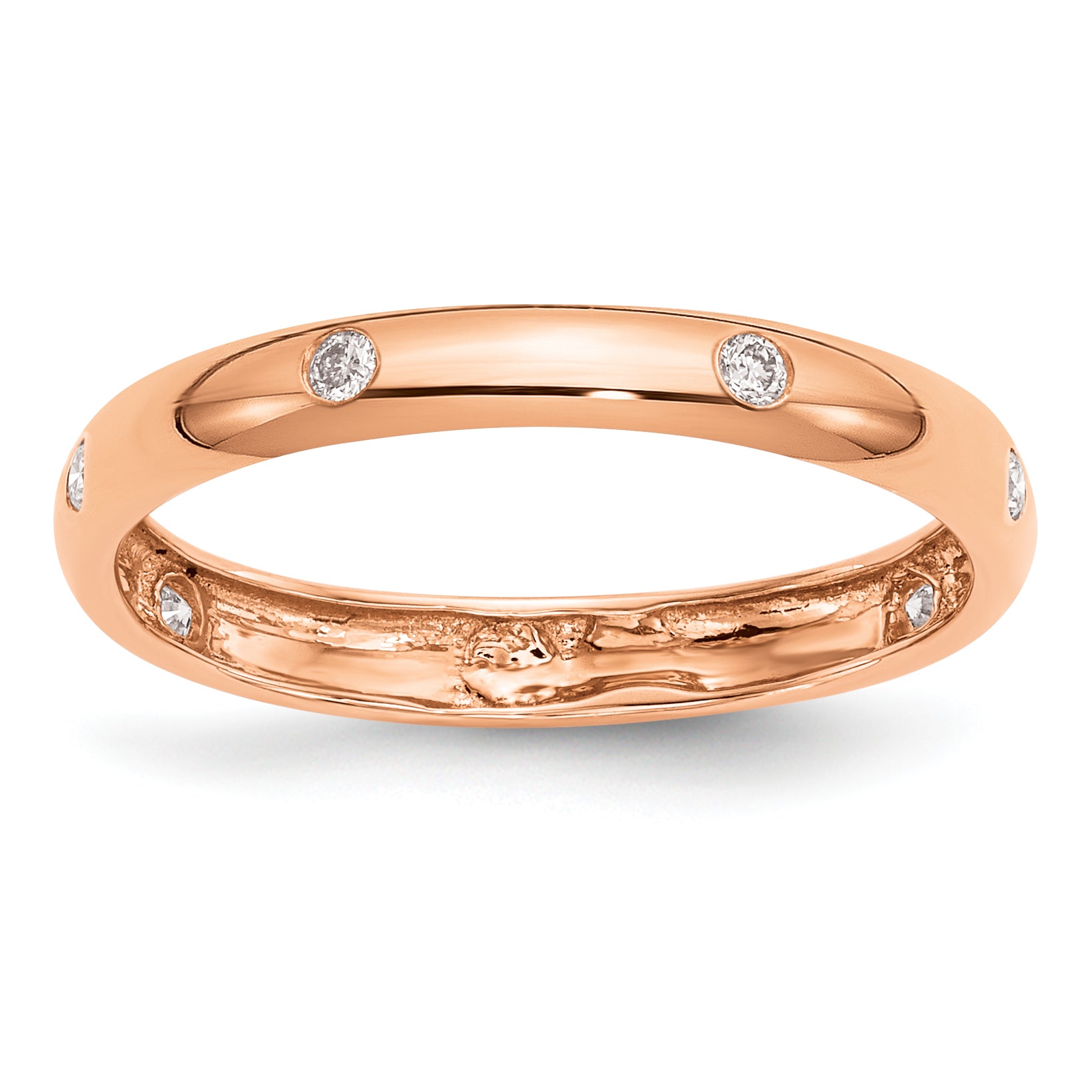 14k Rose Gold 3mm 6-stone 1/10 carat Diamond Band RM5621