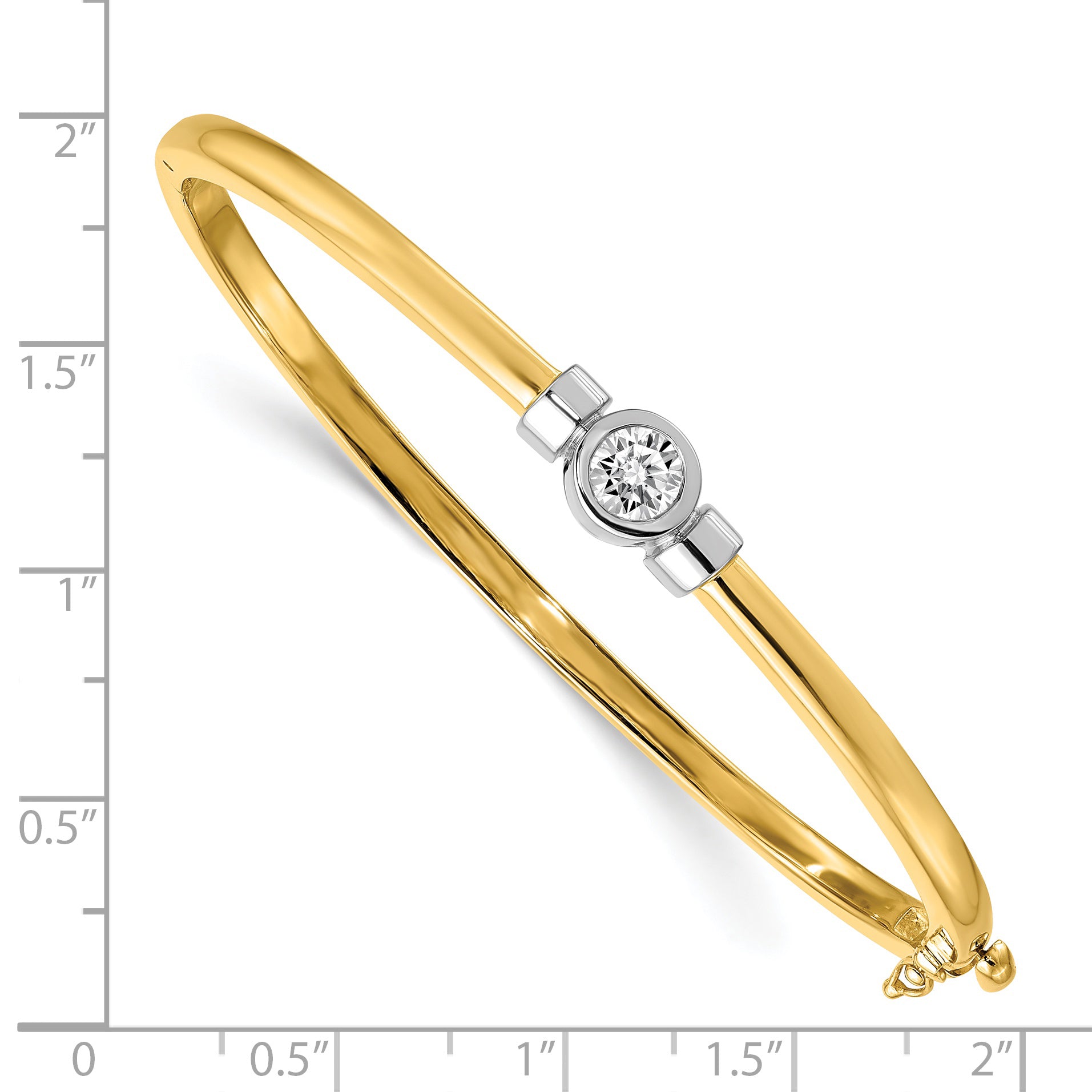 14k Two-tone Complete 1/2 carat AAA Diamond Hinged Oval Bangle Bracelet XB211AAA