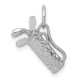 14k White Gold Solid Polished 3-D Golf Bag with Clubs Charm K1107