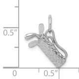 14k White Gold Solid Polished 3-D Golf Bag with Clubs Charm K1107