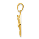 14k Solid Polished Horse Head in Horseshoe Pendant C2201